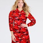Women's Shirt Red Above Knee/Mid Thigh Length Dress
