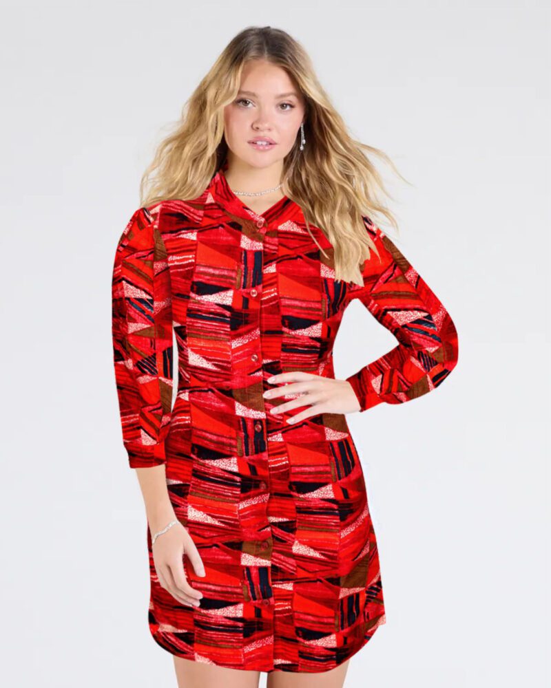 Women's Shirt Red Above Knee/Mid Thigh Length Dress
